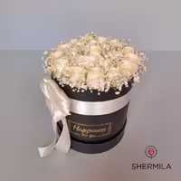 باکس گل رز سفید مدل ناهید