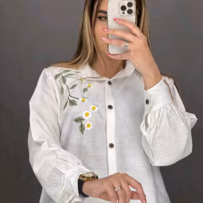 شومیز مانتویی گلدوزی شده زنانه مدل نسترن ارسال رایگان