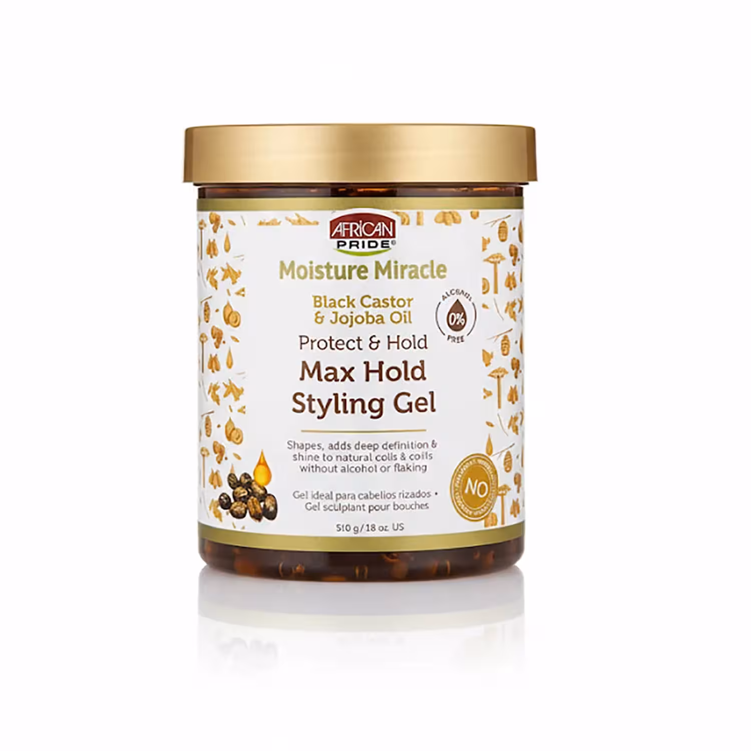 ژل حالت دهنده و نگه‌ دارنده قوی کرچک و جوجوبا آفریکن پراید حجم 510 گرم | AFRICAN PRIDE Moisture Miracle Black Castor & Jojoba Oil Max Hold Styling Gel