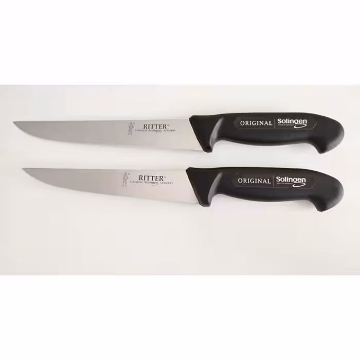 ست 2 عددی چاقوی قصابی 18 و 21 سانتیمتری زولینگن آلمان مشکی