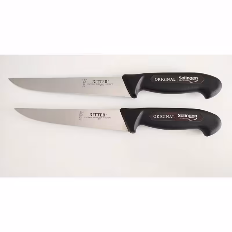 ست 2 عددی چاقوی قصابی 18 و 21 سانتیمتری زولینگن آلمان مشکی