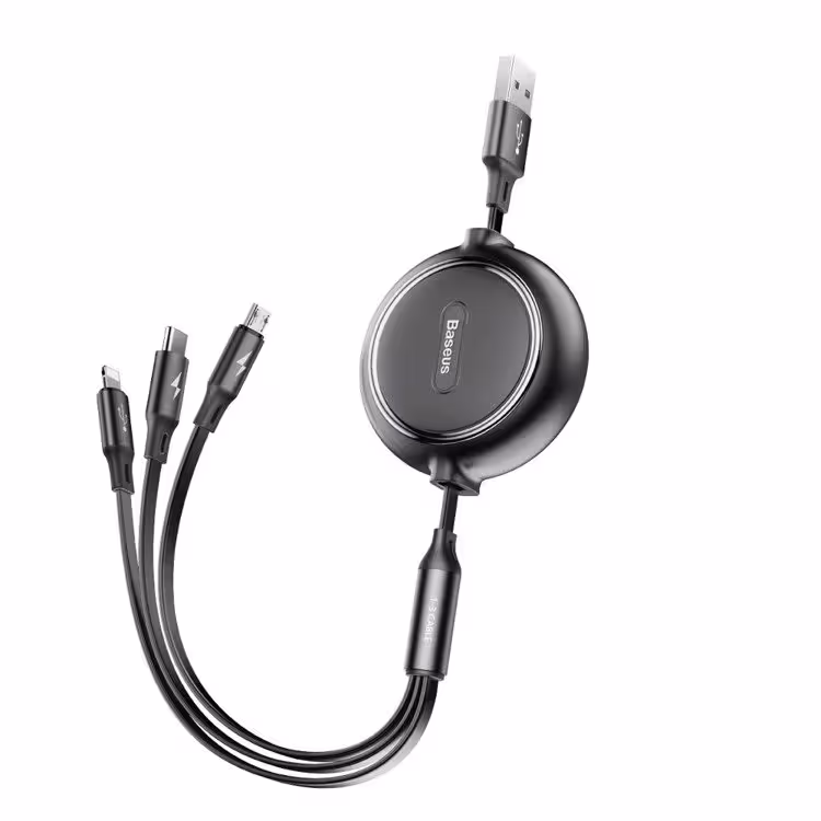 کابل تبدیل USB به USB-C/microUSB/لایتنینگ باسئوس مدل CAMLT-JH01 طول 1.2 متر