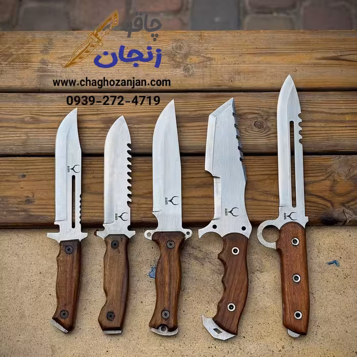 سرویس چاقو شکاری | بسته 5 تایی تیغه فولاد فنر چرب نگهداری شود