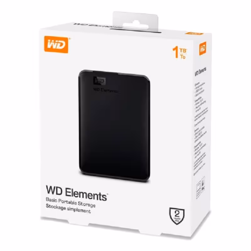 هارد اکسترنال ارجینال وسترن دیجیتال 1 ترابایت مدل المنت  سری جدید گارانتی 2 ساله