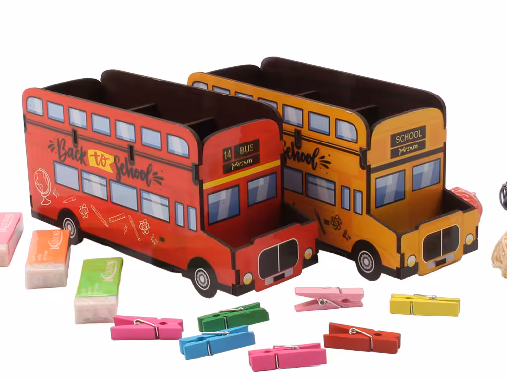 جاقلمی رومیزی چوبی اتوبوس مدرسه