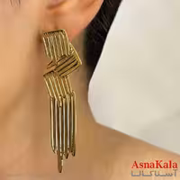 گوشواره دخترانه مینیمال طرح شکسته خطی فشن رنگ طلایی کد GSH151722W