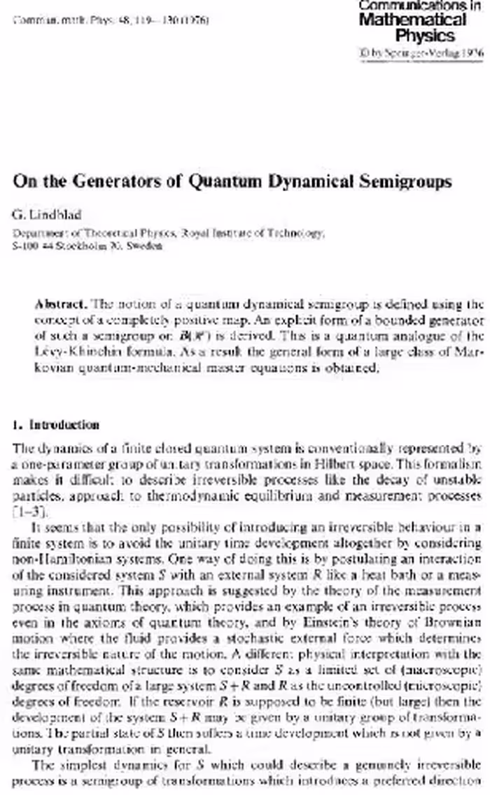 خرید و دانلود نسخه کامل کتاب Generators of quantum dynamical semigroups (Comm. Math. Phys. 1976)