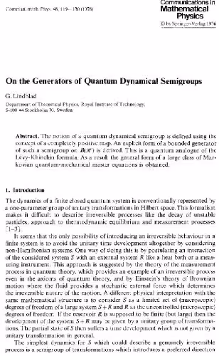 خرید و دانلود نسخه کامل کتاب Generators of quantum dynamical semigroups (Comm. Math. Phys. 1976)