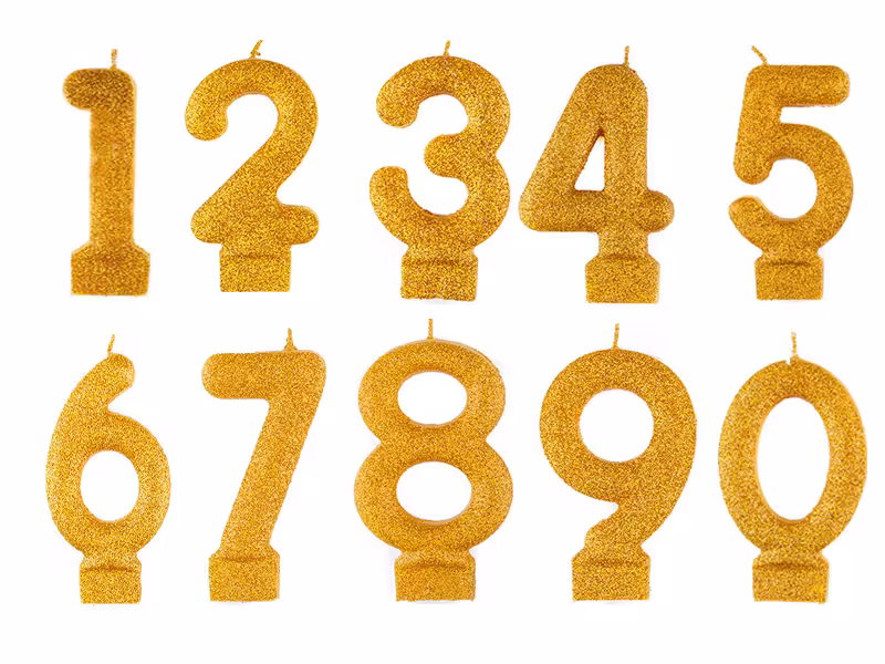 شمع اعداد اکلیلی طلایی