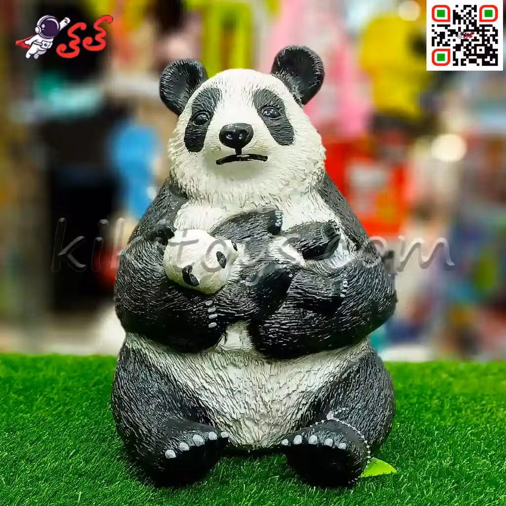 فیگور حیوانات ماکت خرس پاندا نشسته بزرگ نرم Panda X090