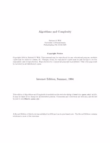 خرید و دانلود نسخه کامل کتاب Algorithms and Complexity (Internet edition, 1994)
