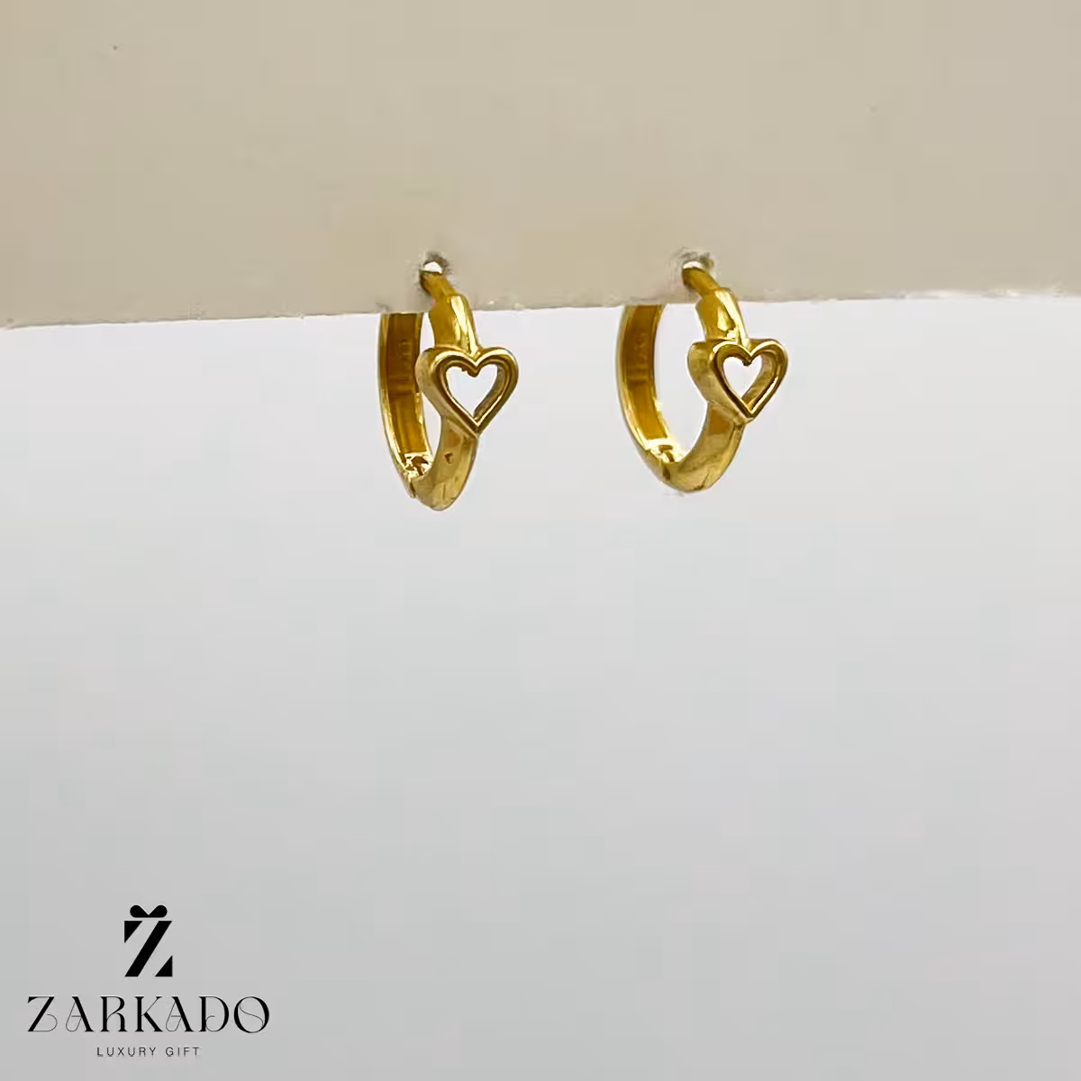 گوشواره حلقه ای طلا طرح قلب کد E7428