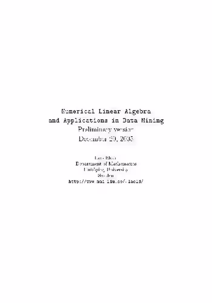خرید و دانلود نسخه کامل کتاب Numerical Linear Algebra and Applications in Data Mining