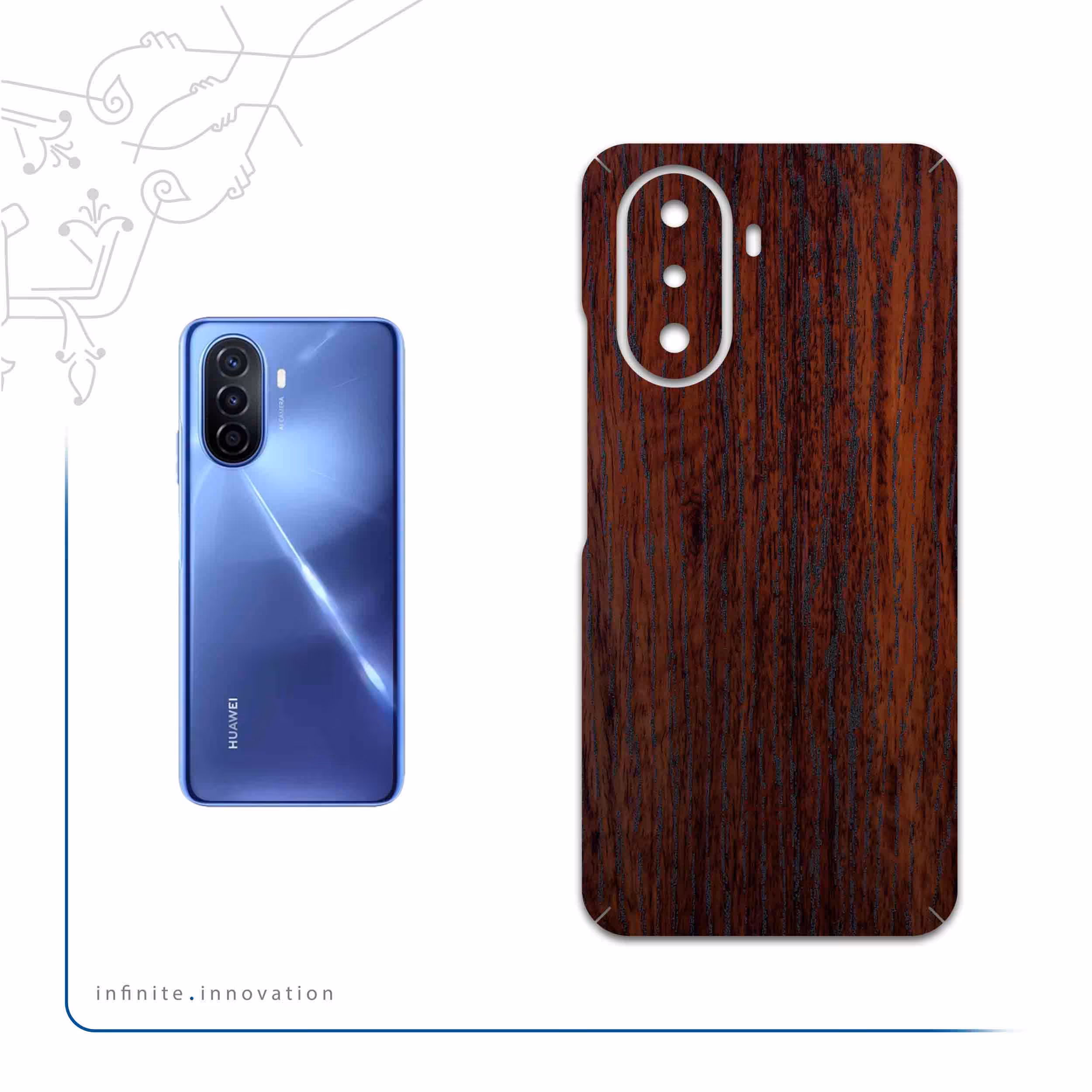 برچسب پوششی ماهوت مدل Red-Wood مناسب برای گوشی موبایل هوآوی Nova Y70 Plus