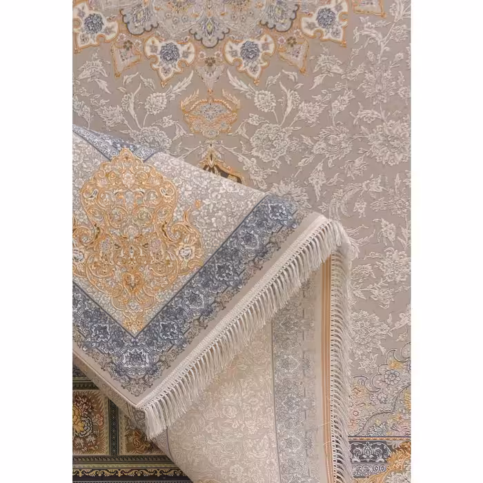 فرش ماشینی افرند کد 2253 زمینه نقره‌ای