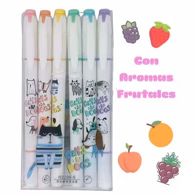 ماژیک علامت گذار مدل گربه سگ بسته 6 عددی