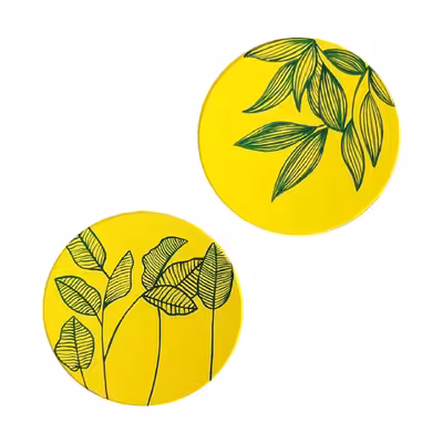 بشقاب دیوارکوب سفالی طرح برگ کد D186 مجموعه 4 عددی