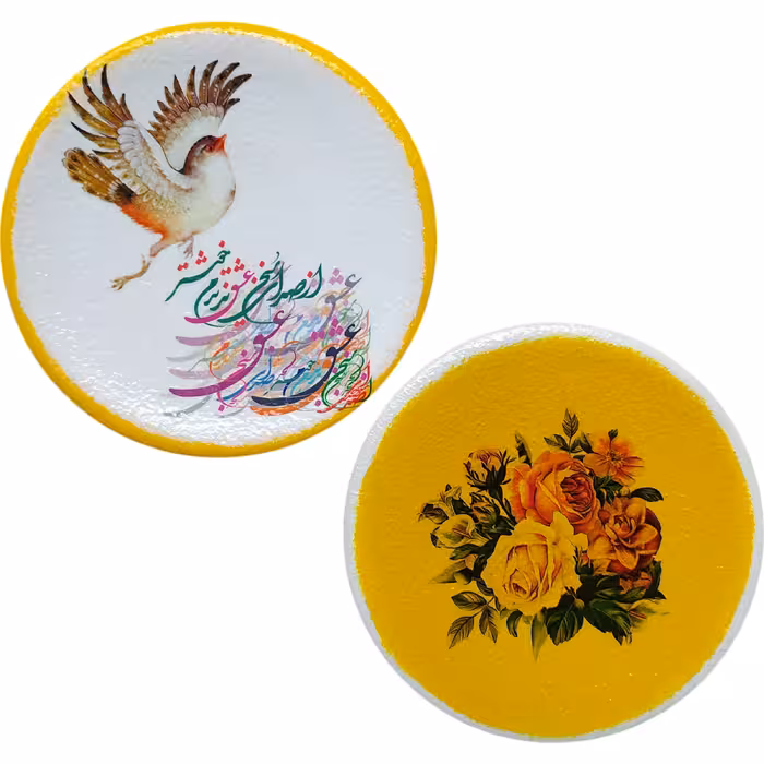 بشقاب دیوارکوب سفالی مدل شعر عاشقانه کد 16 مجموعه 2 عددی