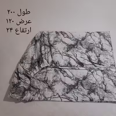 سرویس ملحفه مدل کشدار ni04087 طرح ماربل کد 120  یک نفره دو تکه