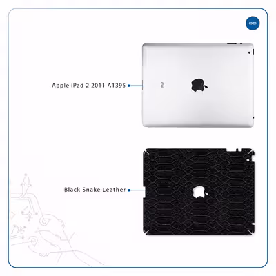 برچسب پوششی ماهوت مدل Black-Snake-Leather مناسب برای تبلت اپل iPad 2 2011 A1395