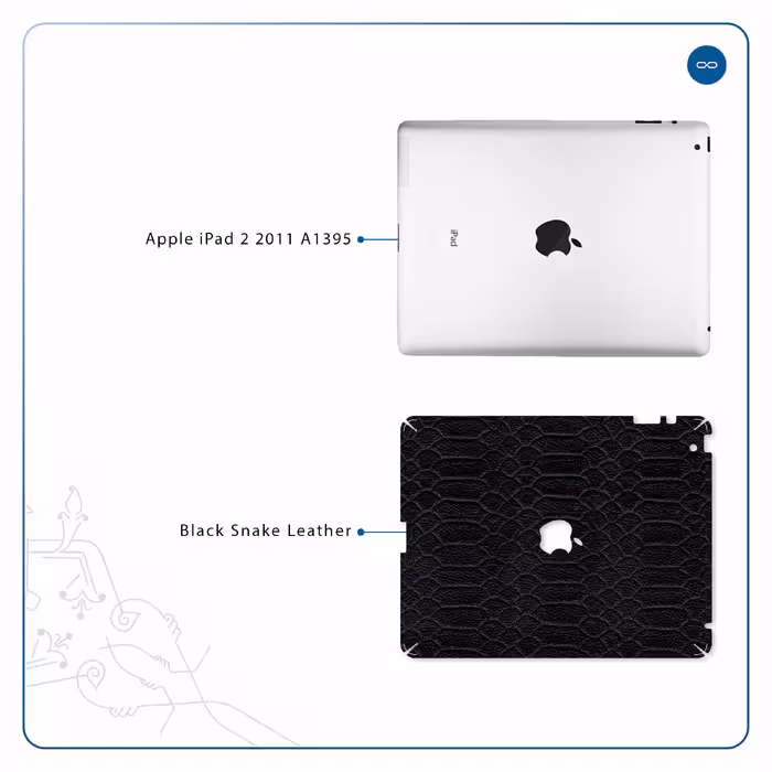 برچسب پوششی ماهوت مدل Black-Snake-Leather مناسب برای تبلت اپل iPad 2 2011 A1395