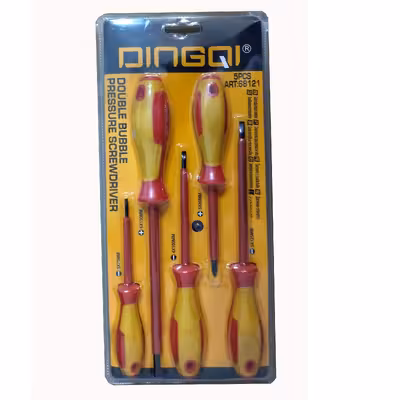 پیچ گوشتی دینگشی مدل دسته عایق 68121 بسته 5 عددی