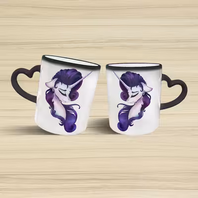 ماگ حرارتی مدل دسته قلبی اکلیلی طرح یونیکورن کد 29