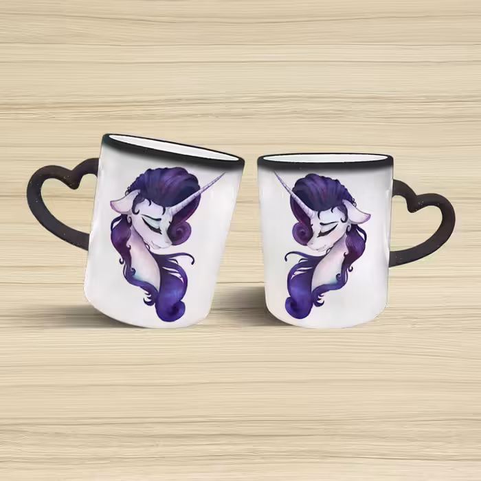 ماگ حرارتی مدل دسته قلبی اکلیلی طرح یونیکورن کد 29