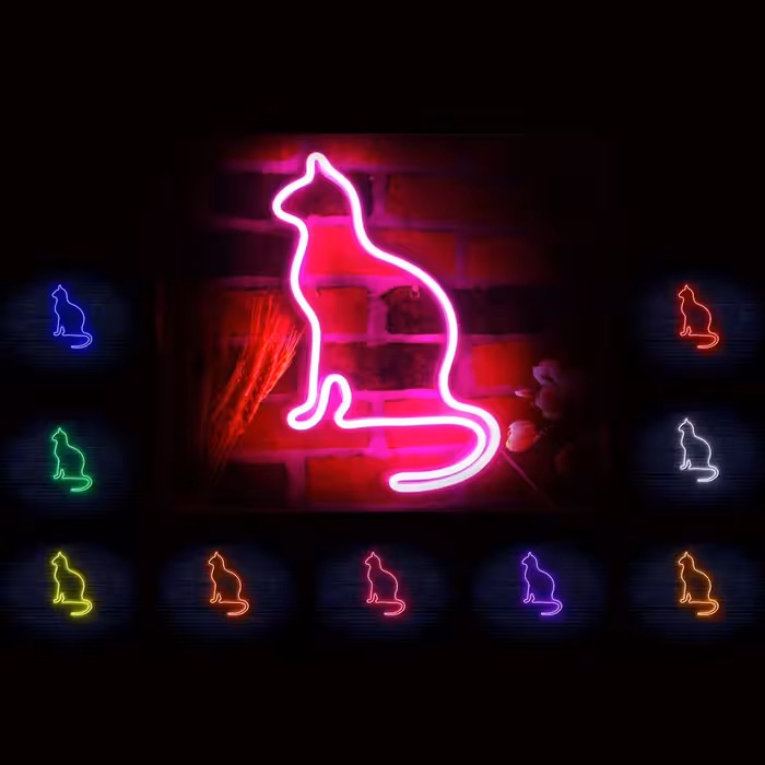 چراغ نئونی دیواری طرح گربه کد 03