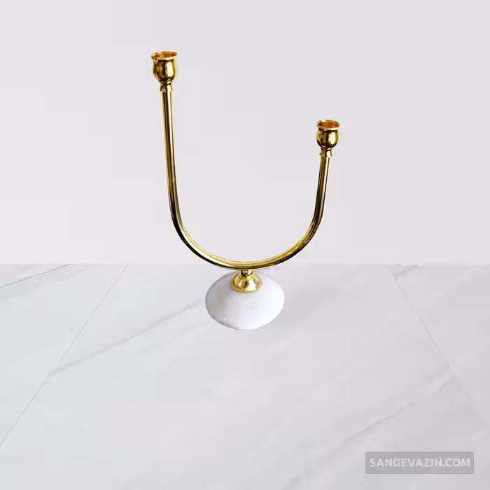 شمعدان سنگی فلزی طلایی فروغ U