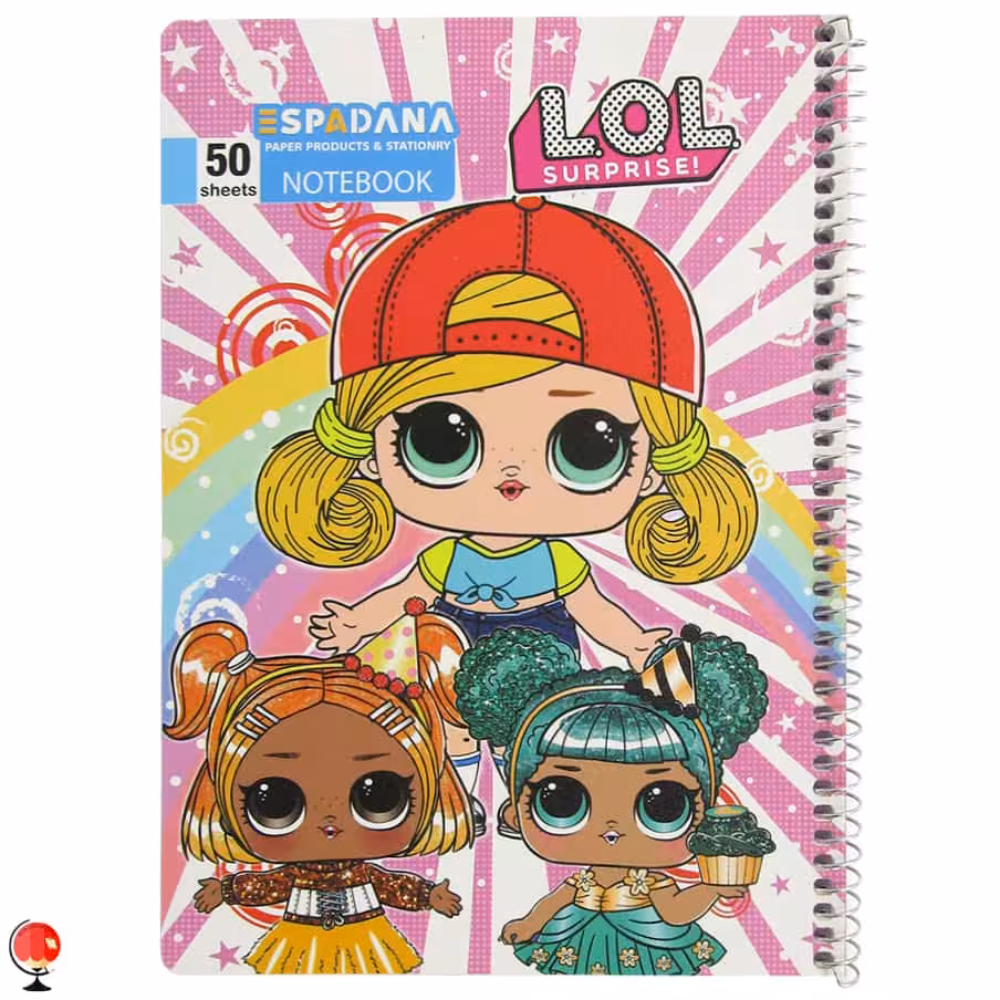 دفتر مشق 50 برگ سیمی طرح لول اسپادانا