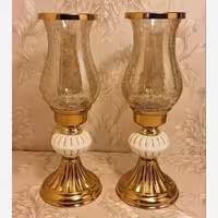 شمعدان آنتیک 32 سانتی فلزی سرامیکی کد 118 یک عددی