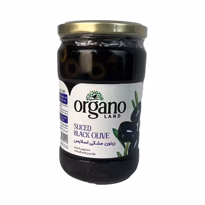 زیتون شور مشکی اسلایس شیشه 680گرم ارگانو