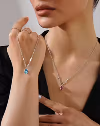 گردنبند سوارسکی وارداتی زنانه نقره کد 20299