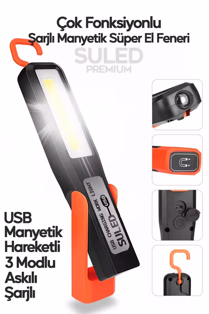 چراغ قوه تعمیراتی مغناطیسی با 3 حالت - 4536