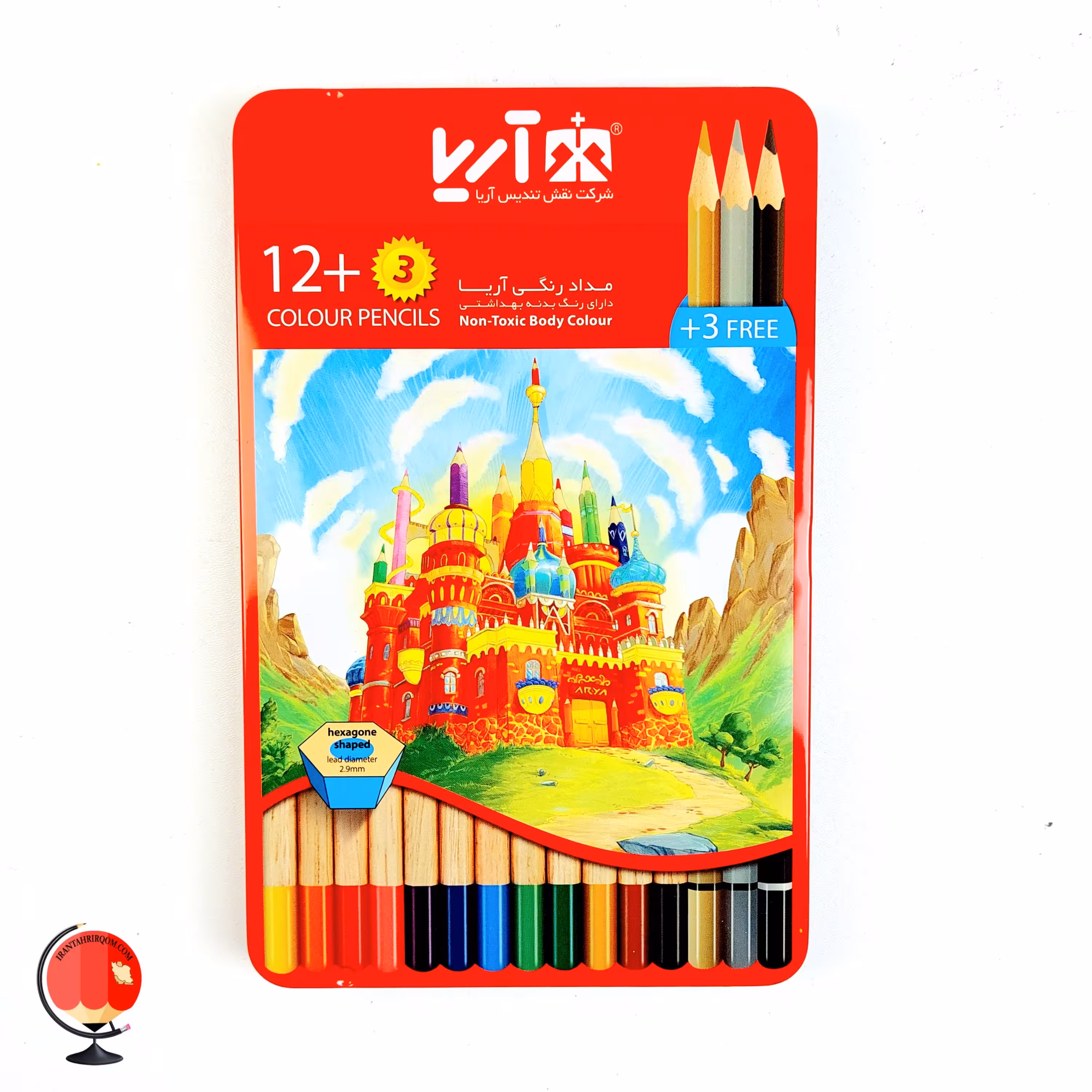 مداد رنگی 12 رنگ جعبه فلز آریا طرح قصر کد 14104