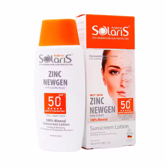 لوسیون ضد آفتاب و التیام‌بخش آردن سولاریس SPF50 حجم 100میلی لیتر | Ardene Solaris Mineral Sunscreen Lotion SPF50