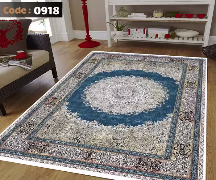 کاورفرش روفرشی دورکشدار گوشه لیفه ای طوسی کرم کد 0918