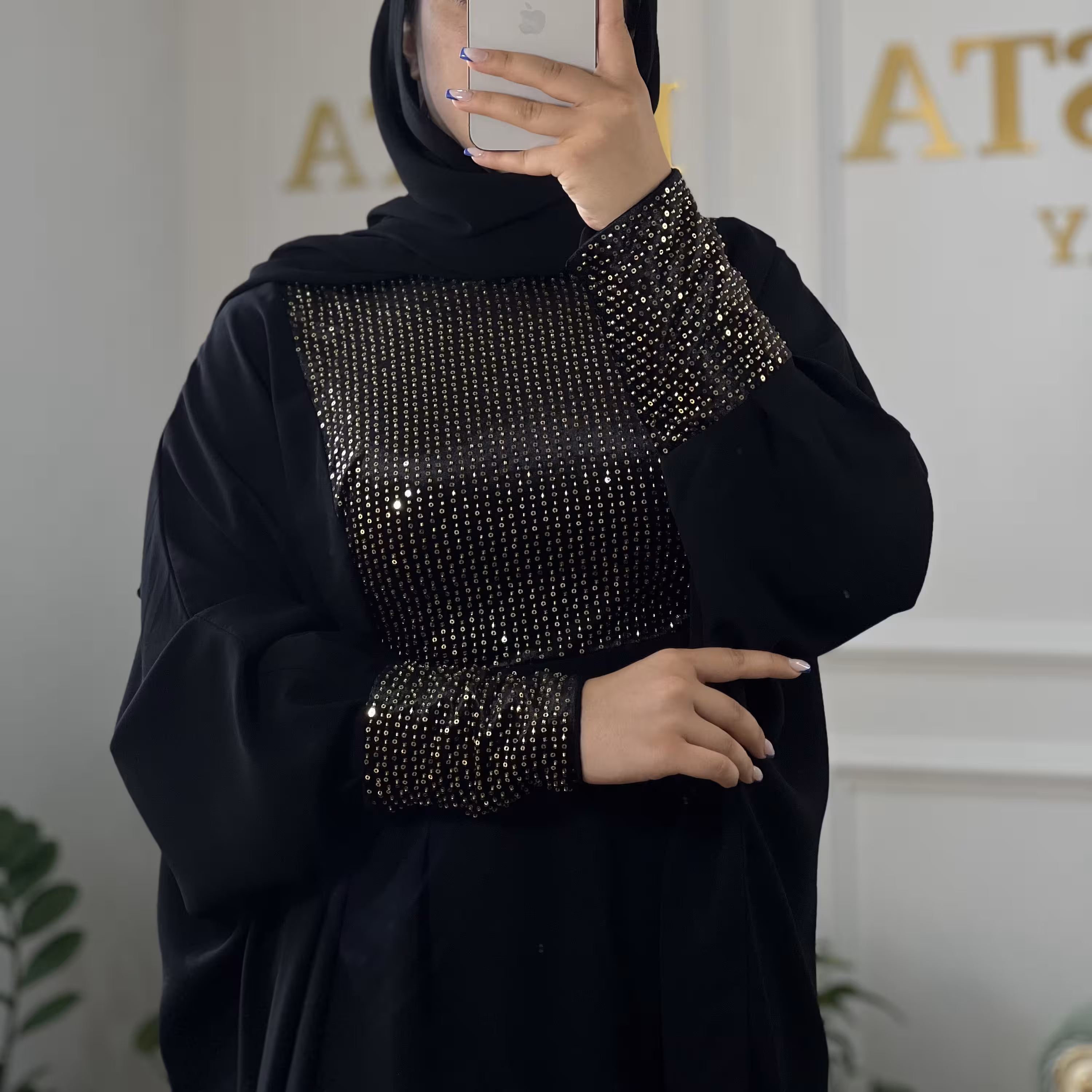 عبای الیزه خرجکار مخمل پولک دوزی بندتنظیم کننده از داخل