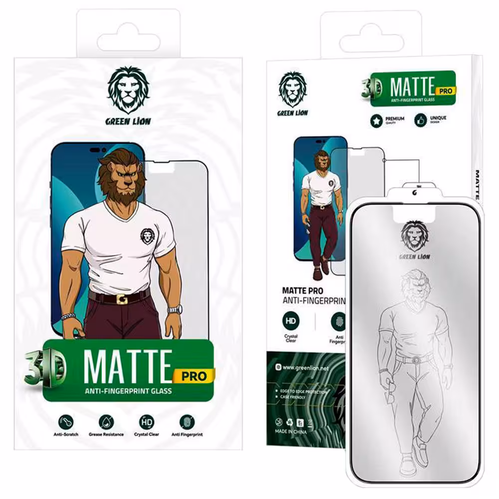 گلس مات ضد اثر انگشت گرین لاین 3D Matte Pro آیفون iPhone 14 Pro Max