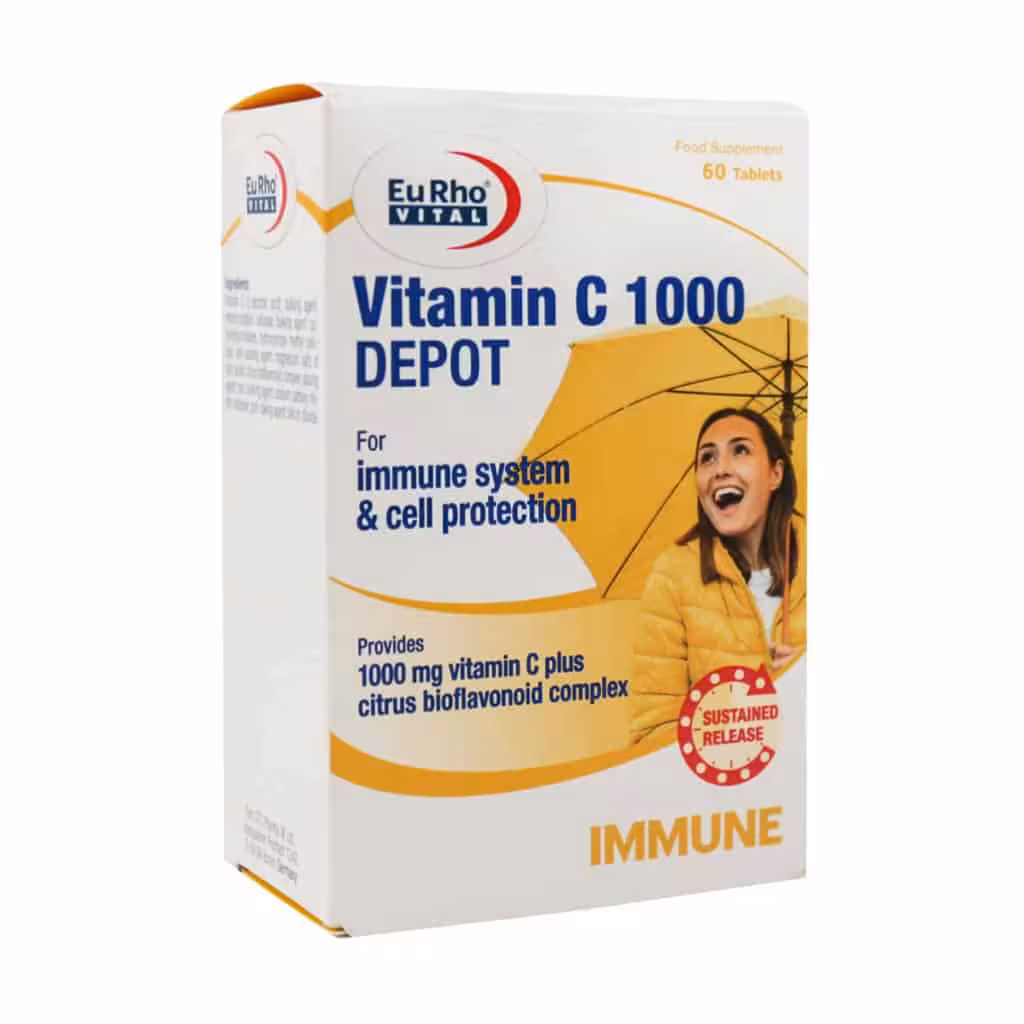 قرص ویتامین سی دپو یوروویتال میلی گرم 60 عدد | Eurho Vital Vitamin C 1000 Depot
