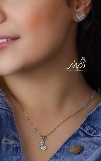 💍نیم ست ظریف قلب (آويز ، گوشواره ) خاص و زیبا ، نقره عیار 925(N_4261)