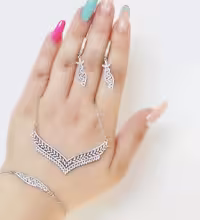سرویس زنجیری نقره جواهری زنانه کد 60068
