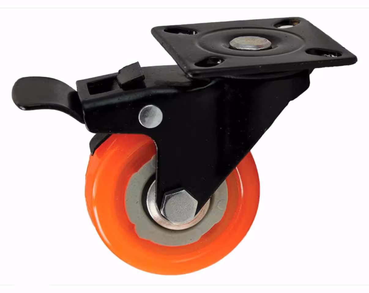 چرخ نارنجی کفی و پیچی ترمزدار سایز 50 (برای استعلام قیمت عمده و همکاری تماس بگیرید)