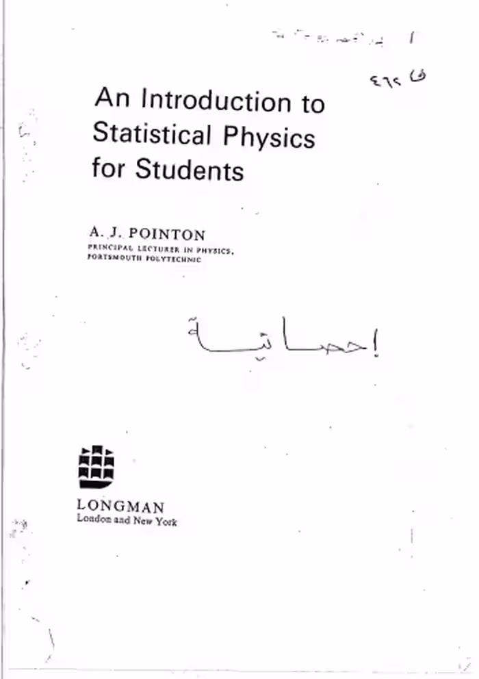 خرید و دانلود نسخه کامل کتاب Introduction To Statistical Physics