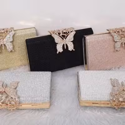 کیف مجلسی پروانه ای ، زنجیر فلزی ، طلایی ، مشکی ، نقره ای ، رزگلد
