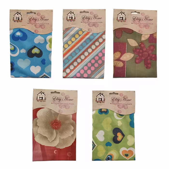 دستمال نظافت خانه و آشپزخانه میکروفایبر الی هوم
 مدل آبرنگ بسته 5 عددی | کالا مکس