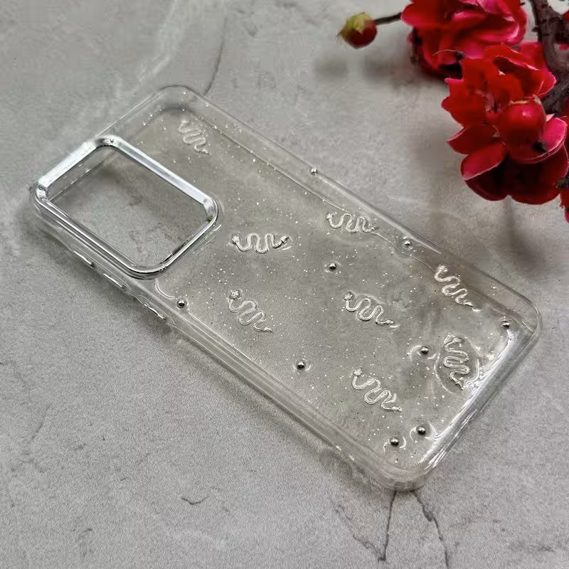 قاب گوشی Galaxy A56 سامسونگ شفاف شاین لنز کرومی برجسته طرح مار