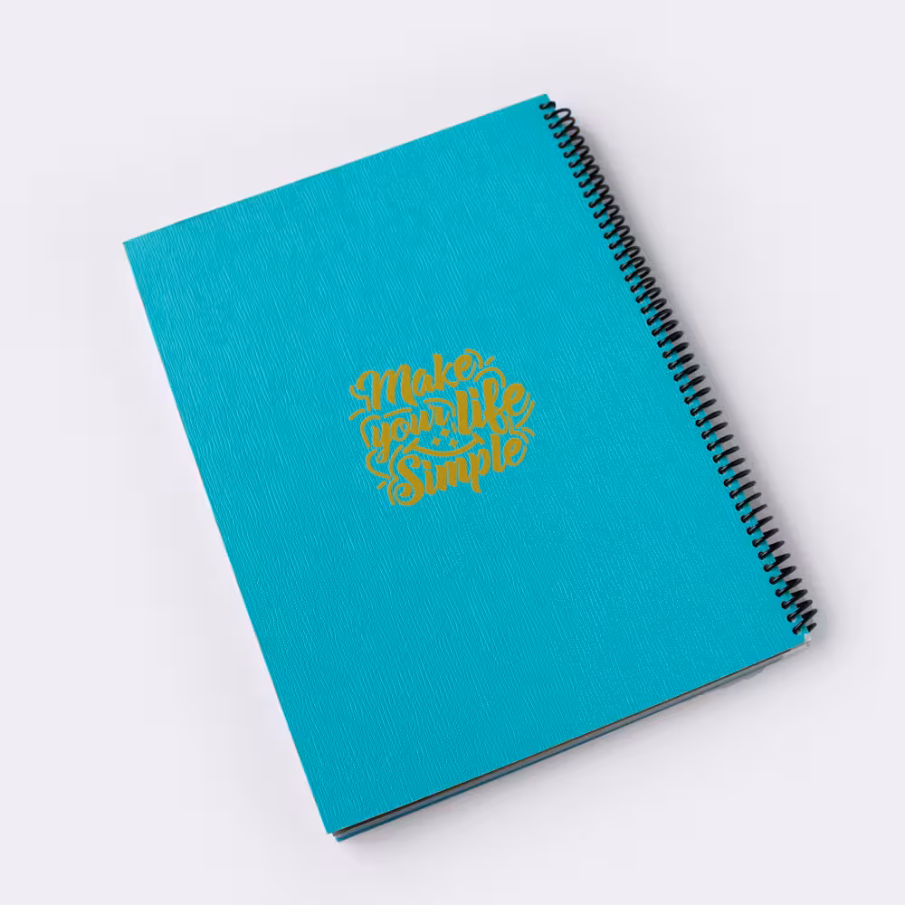 دفتر خط‌دار جلد چرمی آبی روشن رث گرافیک