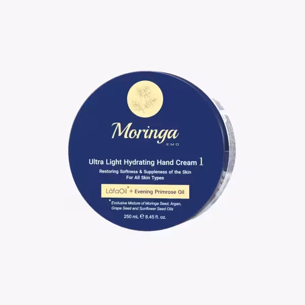 کرم دست فوق سبک و آبرسان مورینگا امو مدل 1 انواع پوست کاسه‌ای 250 میلی لیتر